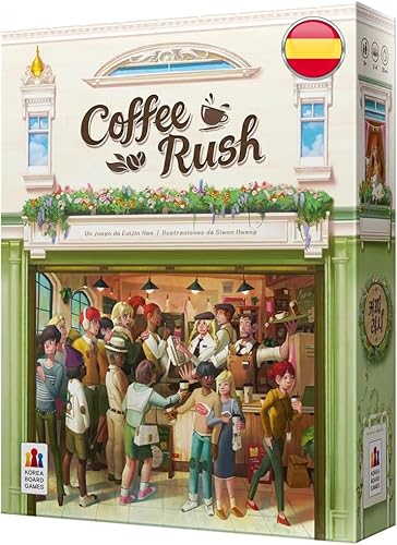 Korea Board Games | Coffee Rush | Juego de Mesa de Estrategia para Adultos y Familias | Conviértete en el Mejor Barista | A Partir de 8 Años | De 2 a 4 Jugadores | 30 Minutos por Partida | Español - Coffee Rush Juego de Mesa