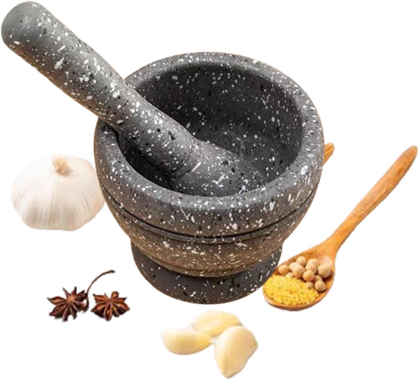 2-Piece Set Mortar and Pestle Pounding Tool Large Capacity Cooking Utensil Grinding Bowl Spices Ginger Spice Mortar Spice Crusher Spices Garlic/Herbs/Grains Kitchenware Multi-Purpose Home/Cooking