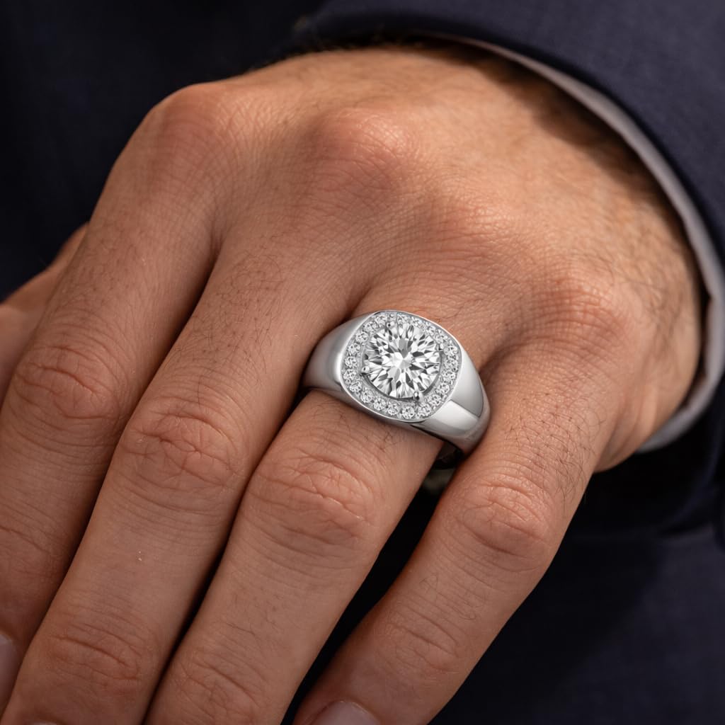 Takar Solid 14k Yellow Gold Men's Diamond and CZ Pinky Statement Ring - Image 4