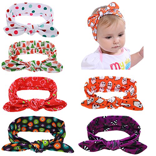 inSowni 6 Pack Boutique Christmas Thanksgiving Fruit Knotted Stretchy Bandana Turban Bow Headbands