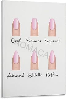 MOJDI Posters for Room Aesthetic Nail Salon Poster Guide Nail Shape Guide Art Posters 4 Canvas Painting Wall Art Poster for Bedroom Living Room Decor 20x30inch(50x75cm) Frame-style