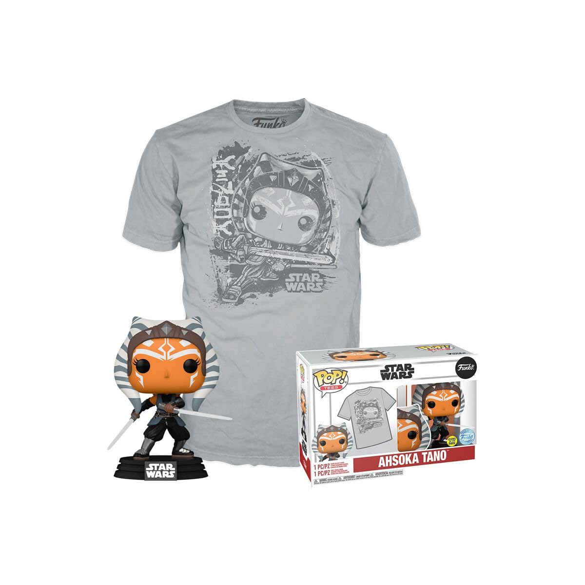 Funko POP! & Tee: Mandolorian, Ahsoka Tano, Glow In the Dark, Medium, Star Wars, T-Shirt