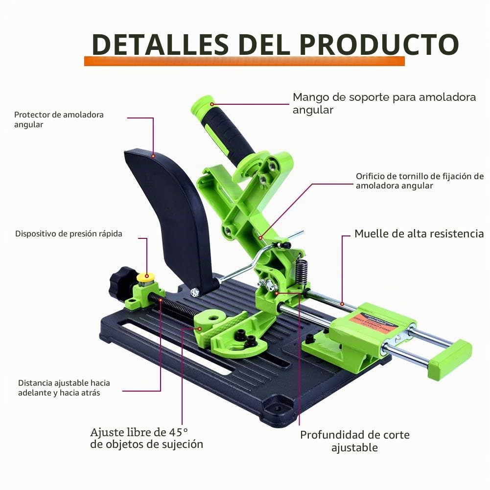 Soporte Fijo para Amoladora Angular con Base de Hierro Fundido Mejorada - Multifuncional para Escritorio - Compatible con 100/115/125 mm