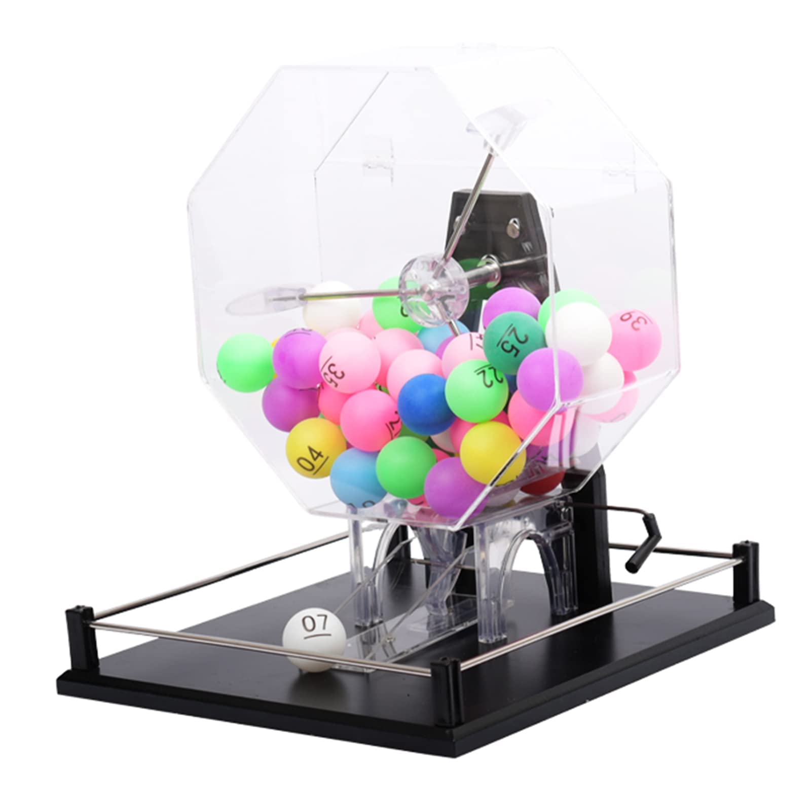 Profesjonalny zestaw gier bingo, selektor numeru piłki, ręczna loteria z akrylową klatką bingo, 1,6-calowy ping pong w stylu Bingo Balls-50 PC, dla dużych grup, imprez