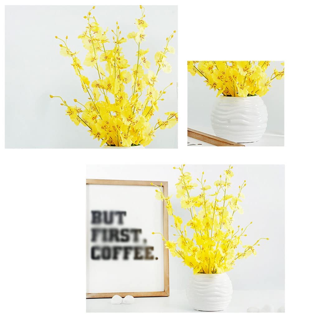 Künstliche Blumen Seide Tuch Künstliche Blume 3 Bündel Tanzen Orchidee mit Vase Hochzeit Dekoration Blumenstrauß Getrocknete Blumen Set Künstliche Blumen wie Echt