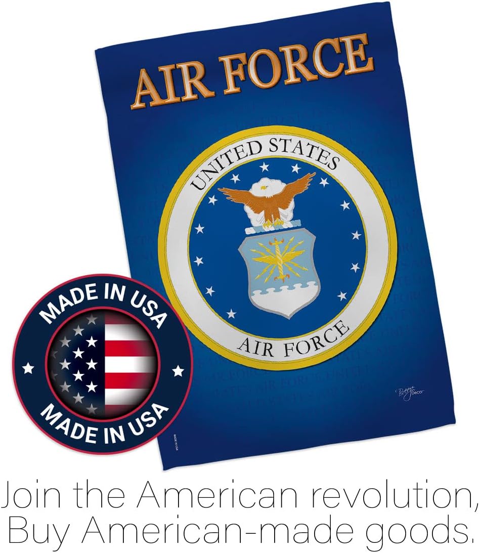 Air Force Garden Flag - Set Wall Holder Armed Forces USAF United State American Military Veteran Retire Official - House Decoration Banner Small Yard Gift Double-Sided Imported 13 X 18.5