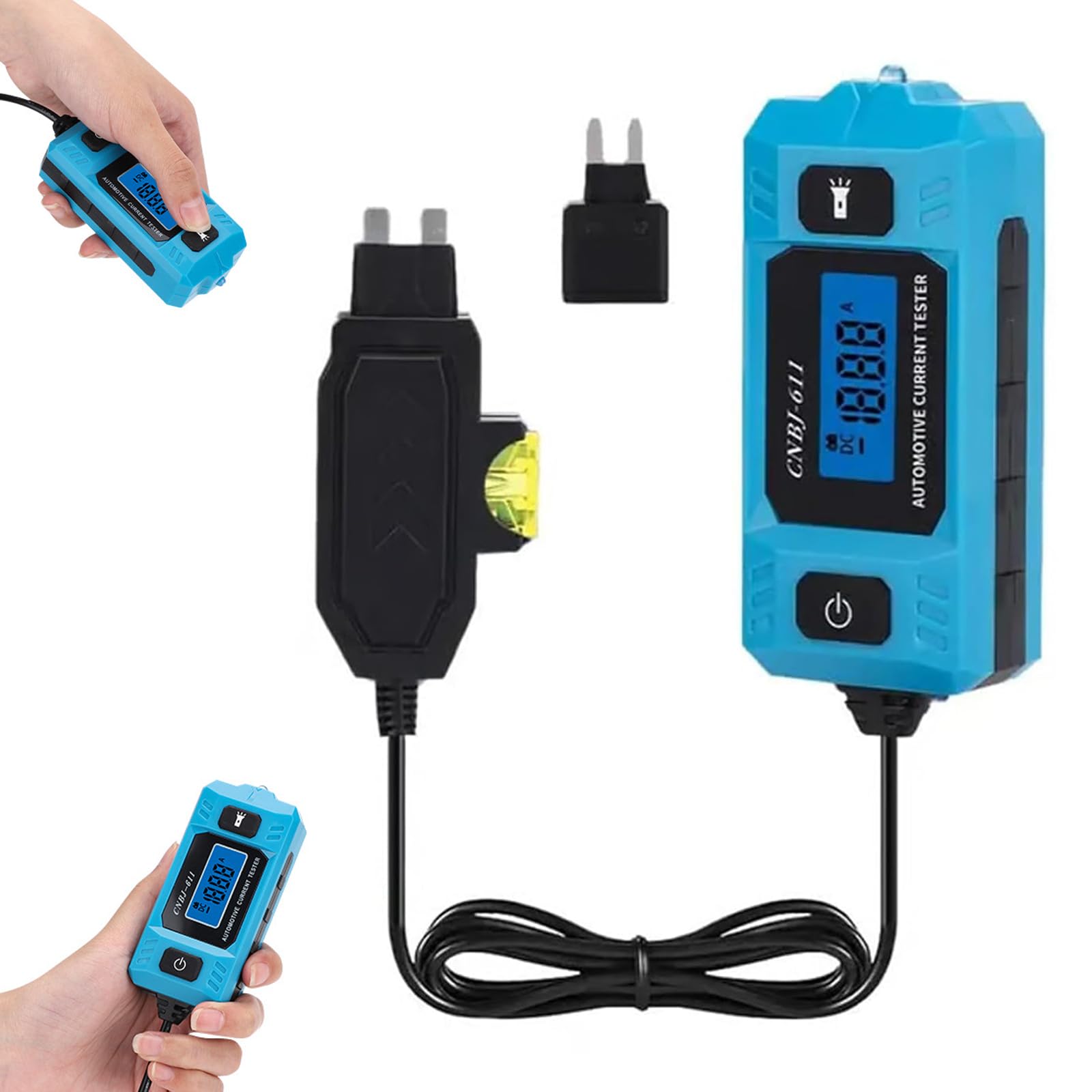 Tester per la sonda di guasto del circuito automobilistico, tester di corrente ad alta precisione, 20 A 48 V, controllo della lama del fusibile del relè per auto con luce anteriore e schermo LCD