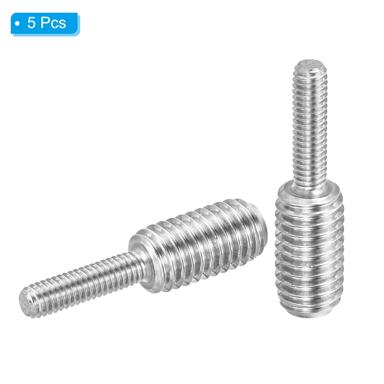PATIKIL M4 x M8 x 30 śruba z podwójnym końcem gwintowanym, 5 szt. 304 ze stali nierdzewnej adapter redukcyjny do sprzętu meblowego, długość 30 mm