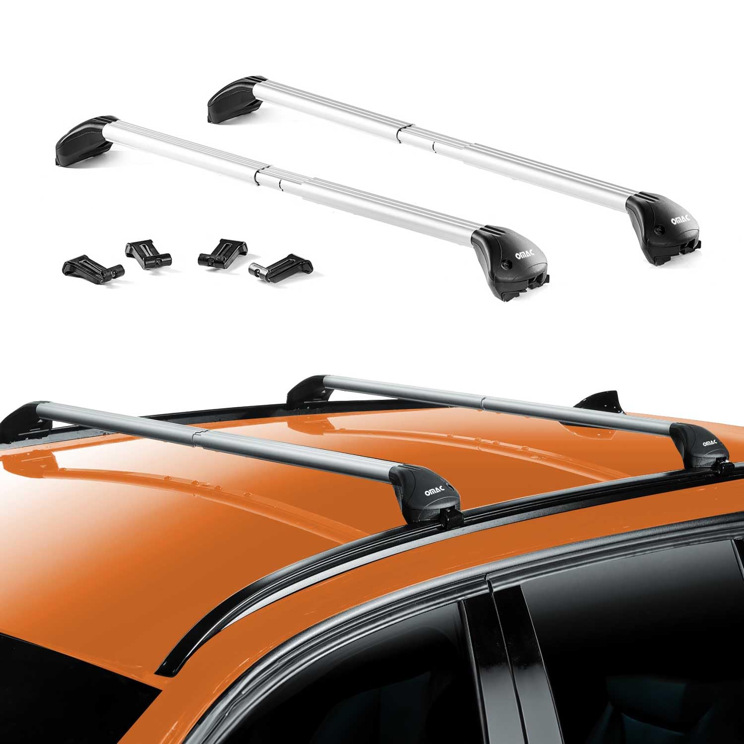OMAC Barres de Toit transversales certifiées TÜV pour Ford Kuga III 2019-2026 – Verrouillables (4 antivols) – Charge Max 100 kg – Fixation Durable Argent