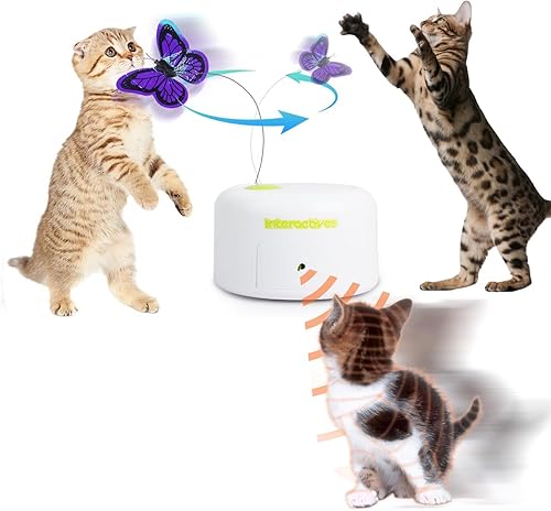 Miniatura 7 de ALL FOR PAWS Juguetes interactivos para gatos de mariposa flutter insecto gato juguete automático estimulante gatito juguetes enriquecimiento para
