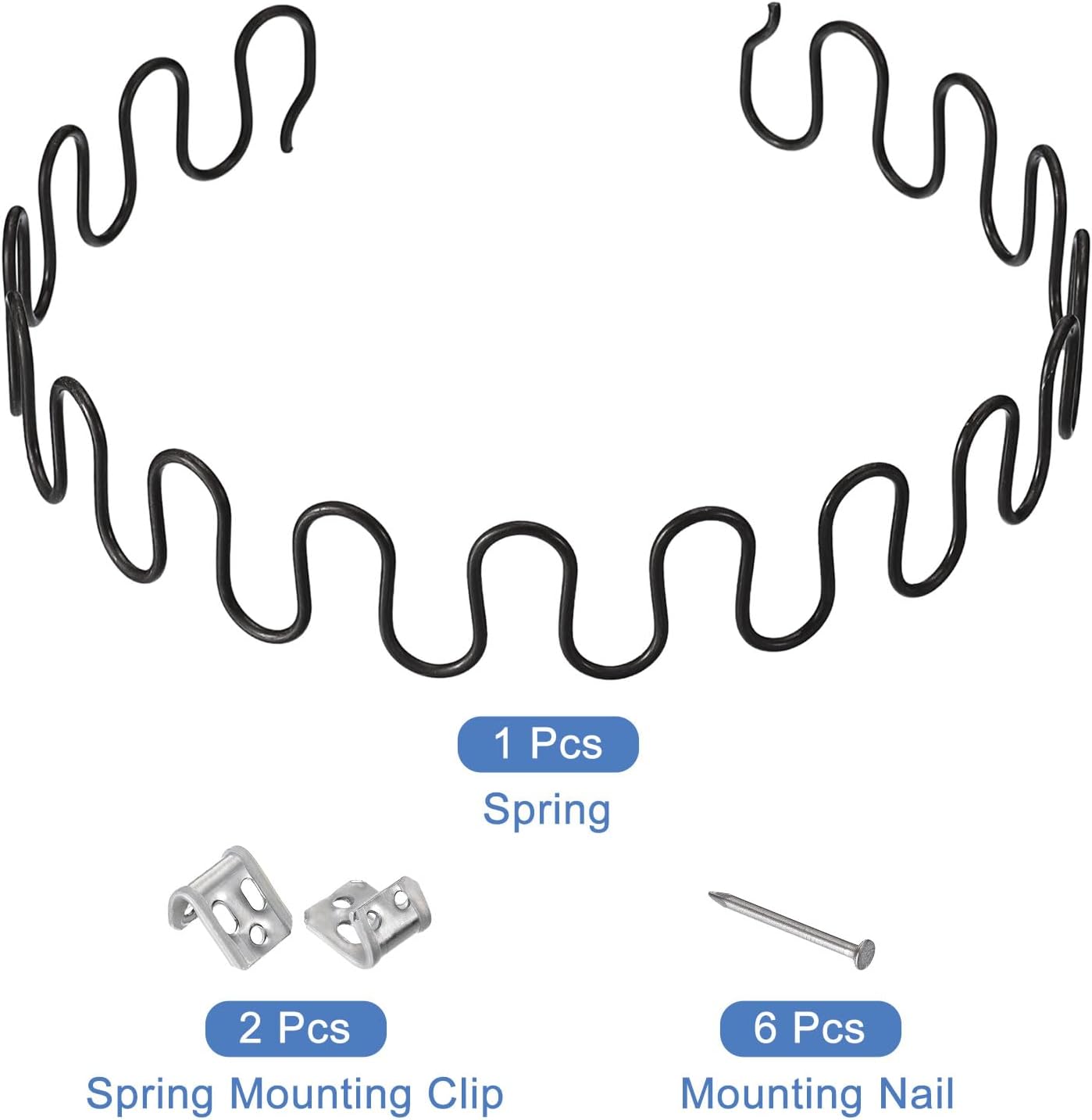 uxcell 29.5 Inch Sofa Spring Replacement with Clips Nails Round Shape Spring Recliner Parts for Furniture Couch Repair Fixing Chair Sagging Seat, Black