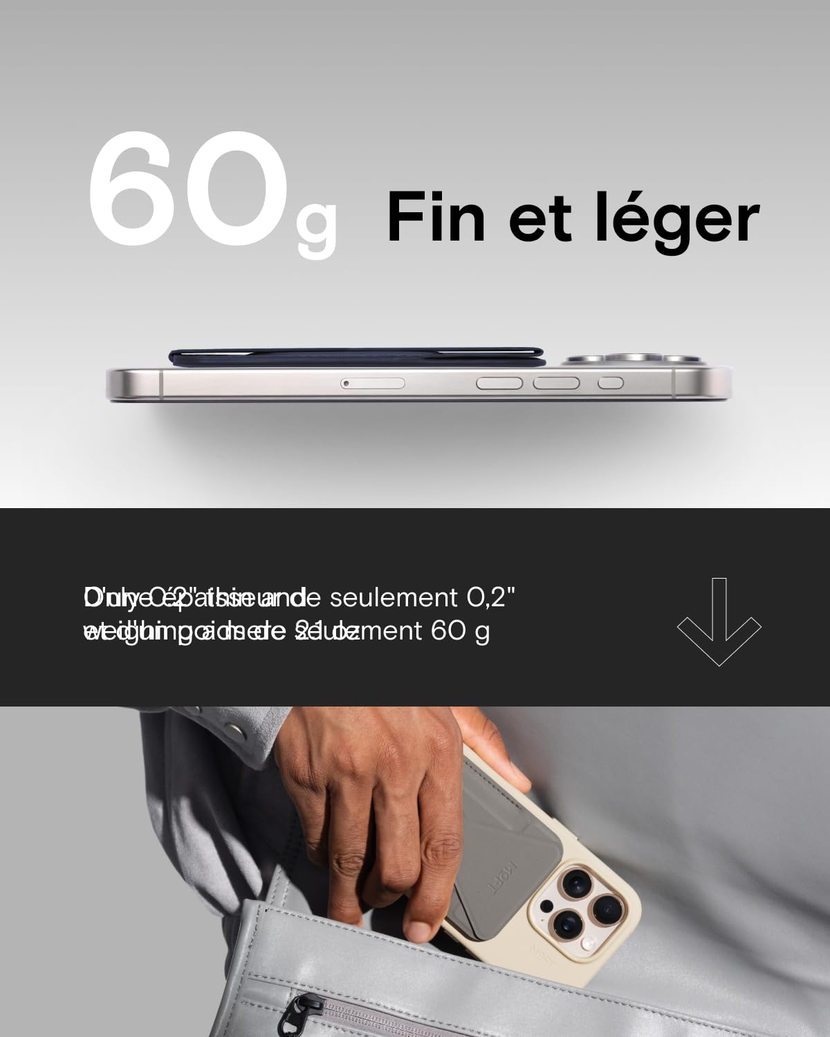 MOFT Porte-Carte Magsafe Cuir Végan iPhone 17/16/15/14/13/12 Support Téléphone 3 Modes Noir