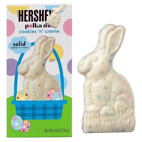 HersheysChocolate Bunny Cookies 'n' Creme Polka Dot, Chocolate Bunny Bulk Each 4.25oz, Perfect For Easter Celebrations, Ideal Easter Chocolate For Egg Hunts, (1 Count) - Cookies & Cream - 1 Count