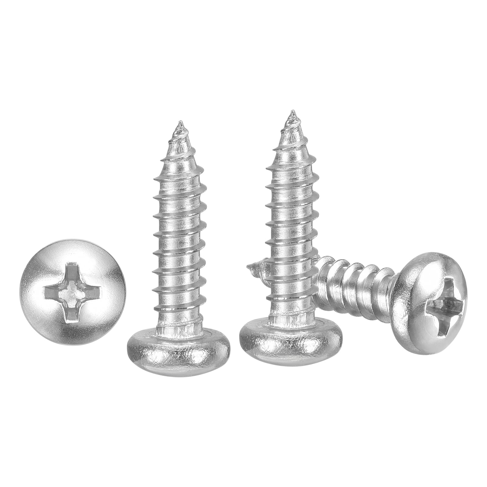 METALLIXITY Phillips Pan Head Self Tapping Screws(#8x5/8") 100Pcs, 304 Stainless Steel Self Drilling Screw for Metal Wood Plastic, for Cabinet Wall Shutter Plate Rock Furniture, Silver Tone — image 1