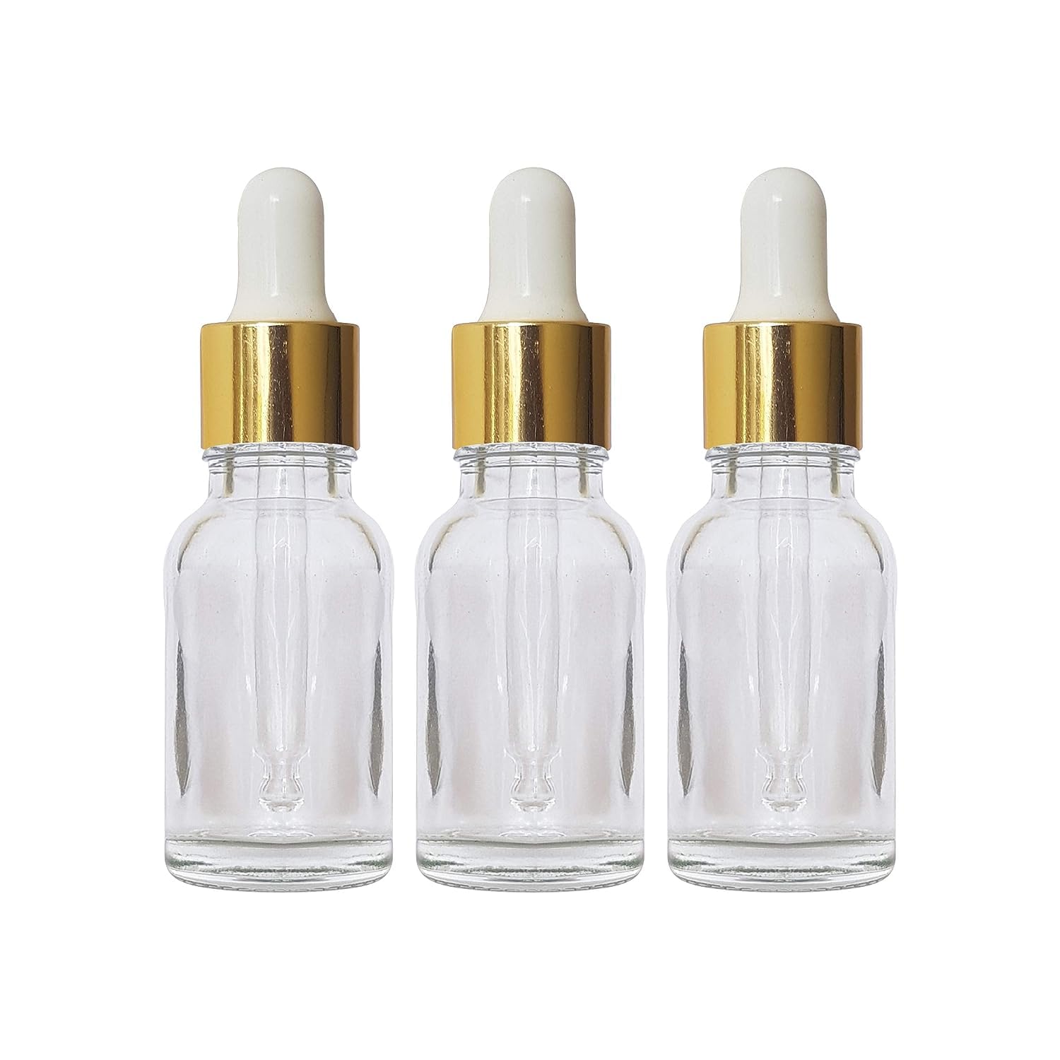B.H. Industry 15ml Transparent Glass Dropper Bottles – Pack of 3 | Refillable & Reusable Bottles with Golden Plated Caps for Serums, Oils & DIY Skincare-image-16