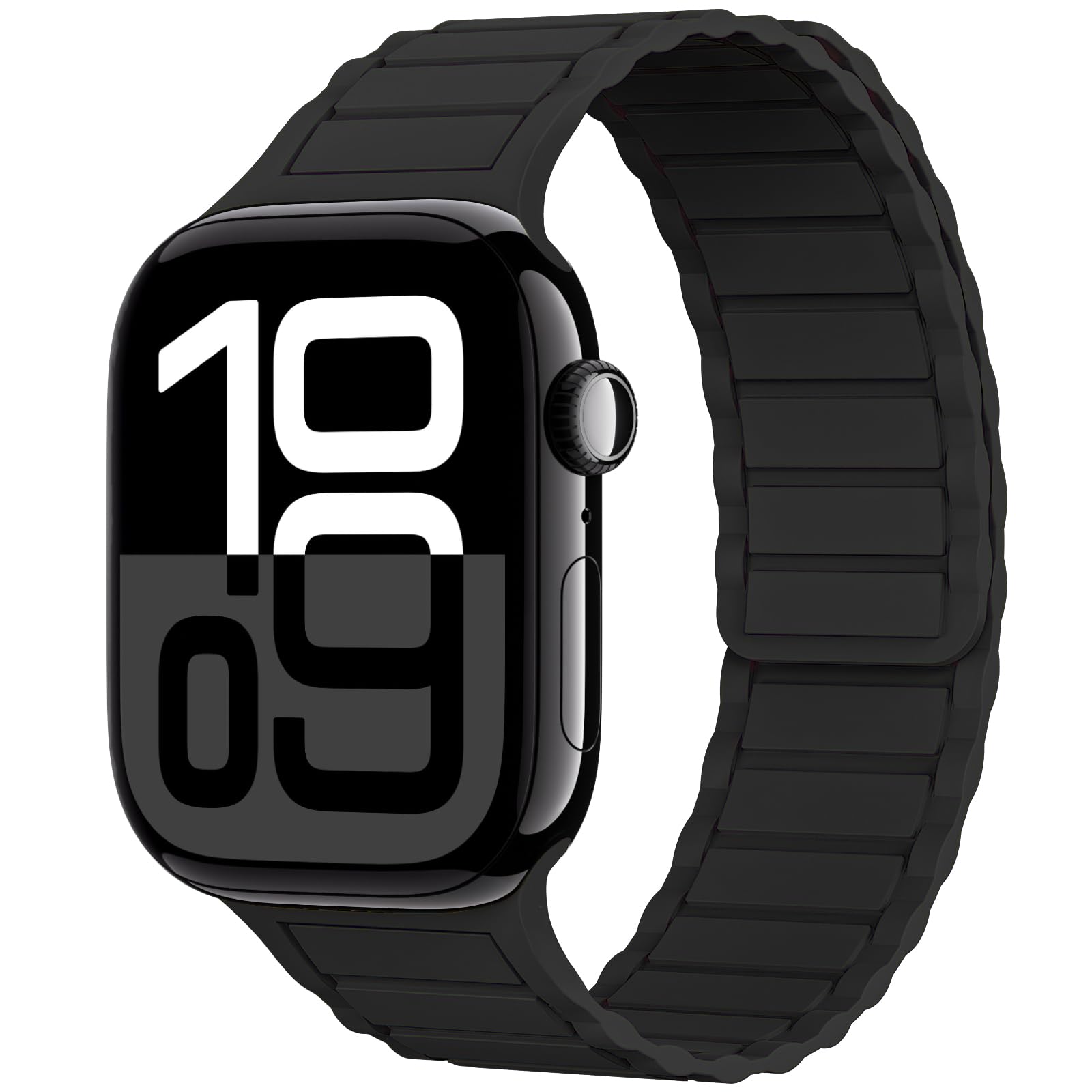 THWALK Magnetic Link Solo Loop Sport Silicone Bands Compatible with Apple Watch Ultra 3/2/1 49mm, Series 11/10 46/42mm, 9/8/7 45/41mm, SE 6/5/4 44/40mm, 3/2/1 42/38mm for Women Men Black 40mm/41mm/42mm
