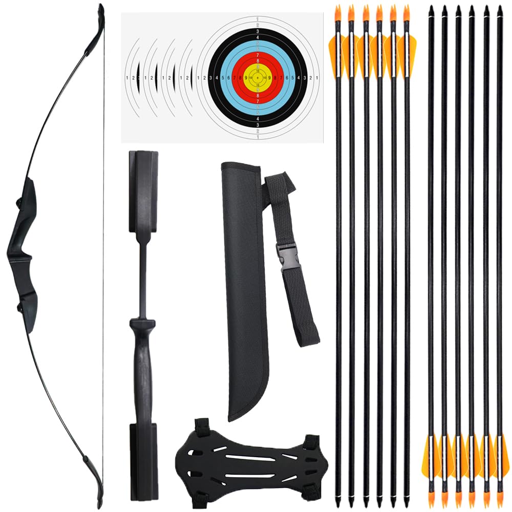 Clianle Recurve Bow and Arrow Set for Adults, Takedown Recurve Bows Archery Set 40lb for Left and Right Handed Beginner &Youth for Backyard Outdoor Practice Arrows-A package