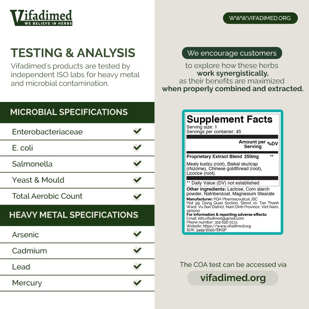 VIFADIMED® Colon Anti Diarrhea for Adults, Herbal IBS-D, Colitis Support Supplement. Herbal Gut Healing. Intestine Lining Repair. Gut Microbiome. Colon Motility. 90 Capsules — Amazon image 5