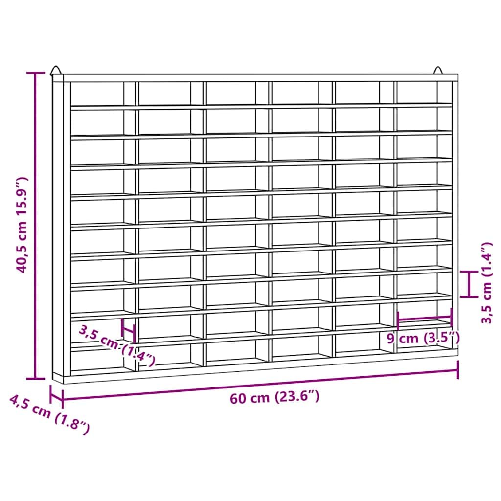 vidaXL Vetrina da Collezione in Legno con 60 Scomparti 60x4,5x40,5cm