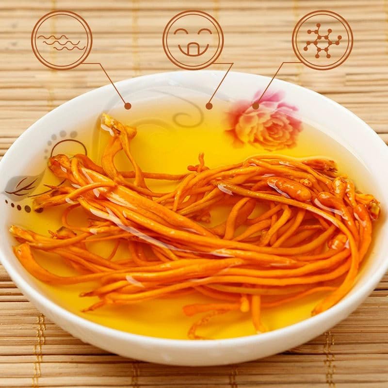 Miniatura 9 de SIFANGDA Cordyceps Flower  Cordyceps seca de hongos militarisChong Cao HuaCabeza de poro Ordyceps MilitarisCordceps Pupea Dorado (3.5 onzas)