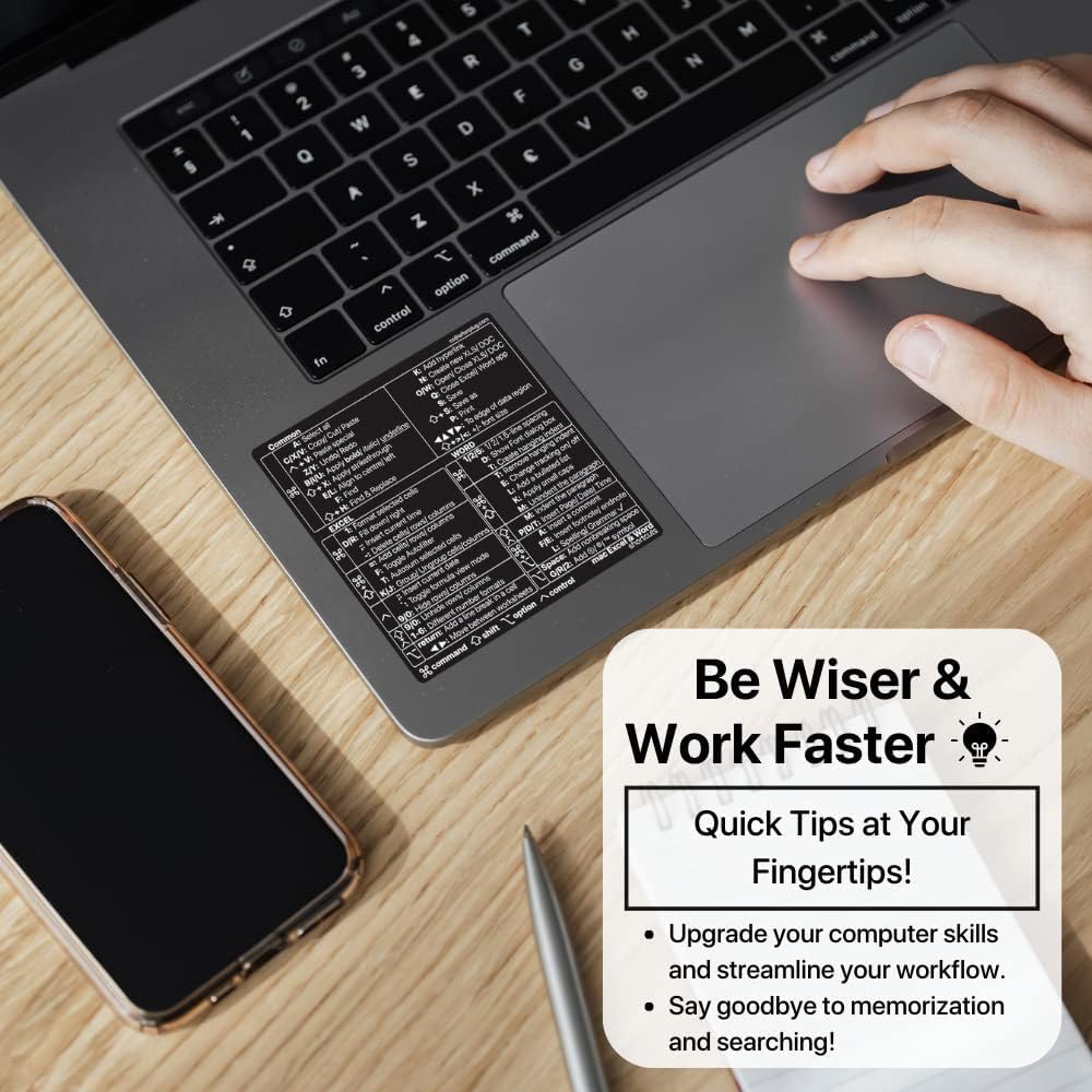 Mac Excel and Word Keyboard Shortcut Vinyl Sticker for