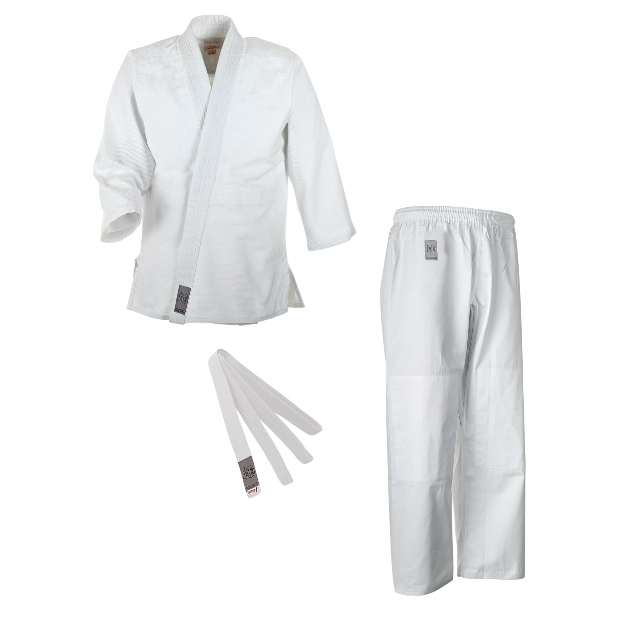 Ju-Sports Taekwondo Anzug Bonsai Weiß - Judogi speziell für Kinder & Einsteiger inkl. weißem Gürtel, Leichter Stoff für herrlich angenehmes Tragegefühl