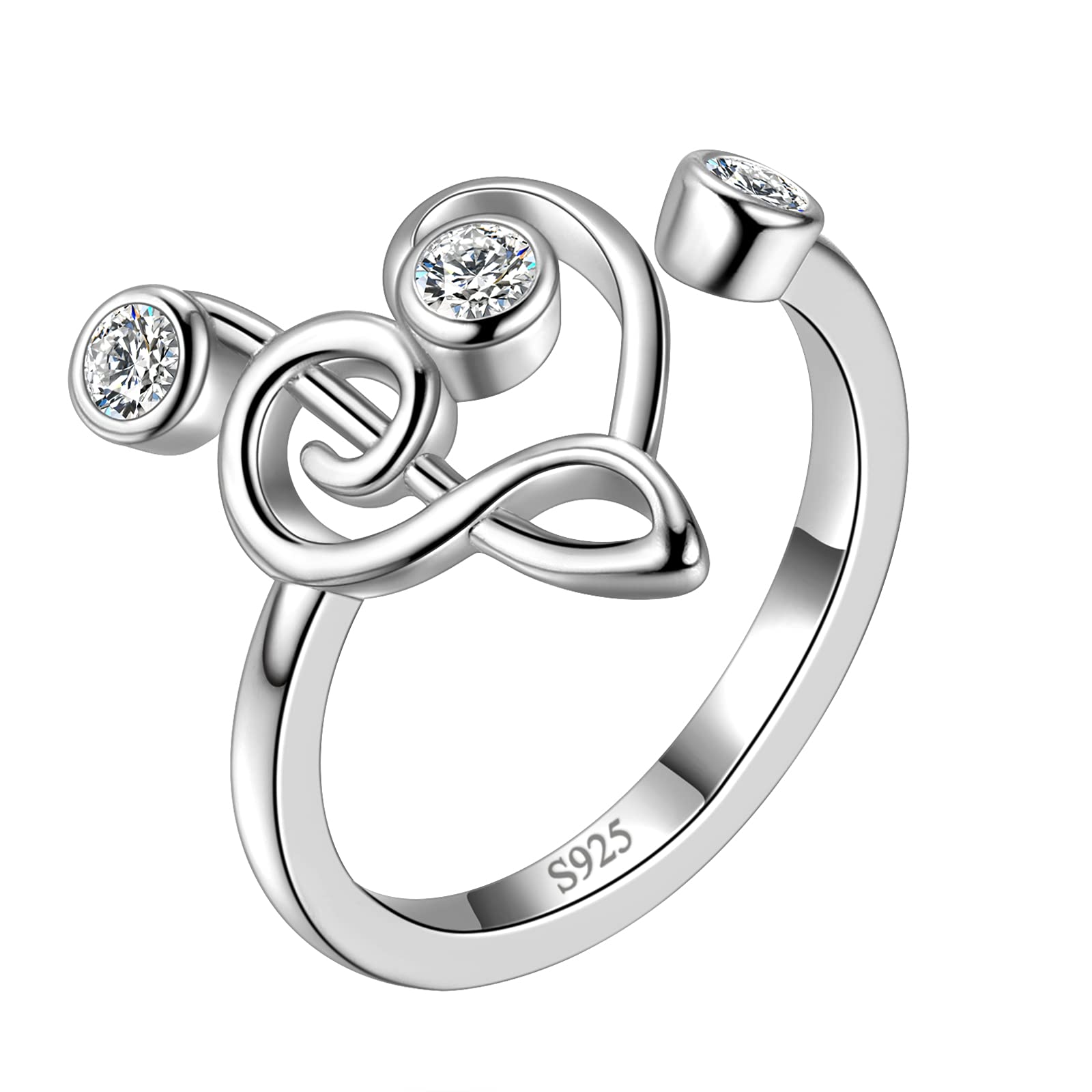 Aurora Tears Musikalische Note Einstellbare Ringe Harfe Violinschlüssel Offener Ring Schmuck für Frauen und Mädchen DR0131W-T