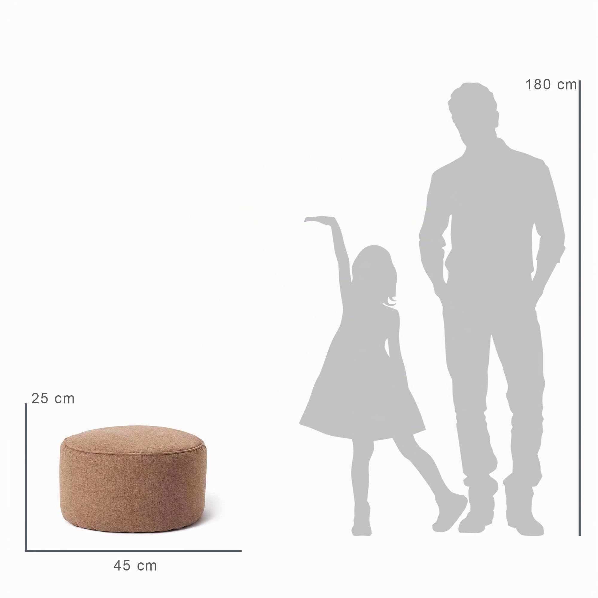 Lumaland Pouf Pouf (50 L) | Sgabello comodo, Tavolo pratico ed elegante poggiapiedi interno I con imbottitura EPS flessibile | Ø 25 x 45 cm [Marrone]