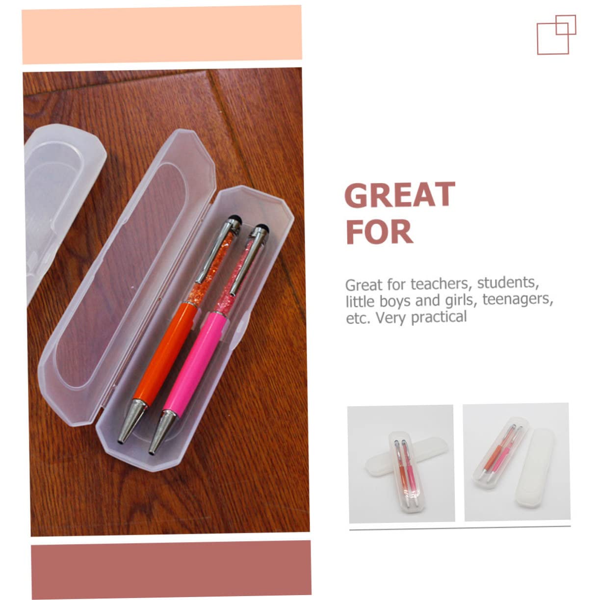 VILLCASE 30piezas Caja De Lápices Transparente De Estuche Organizador De Bolígrafos Práctico para Estudiantes y Profesores para Almacenamiento De Material Escolar y Joyería