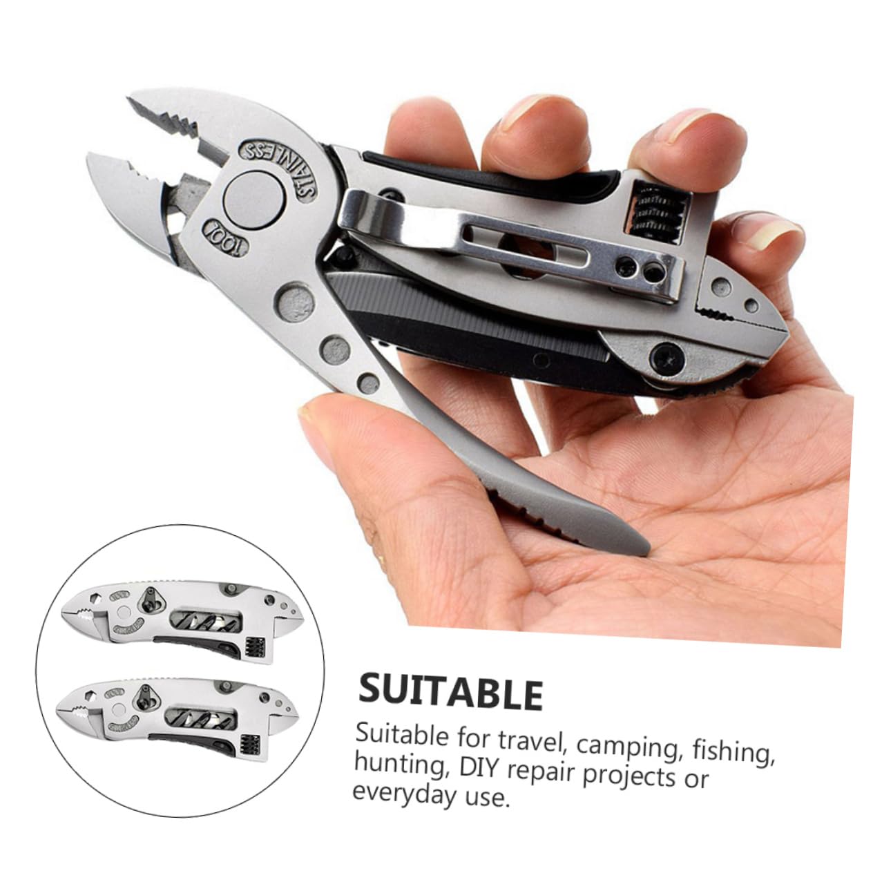 UPKOCH Pince Multifonction Outil Multi-Usages en Acier Inoxydable Portable 2 Pièces Compact et Résistant pour Pêche et Chasse pour Activités de Plein Air