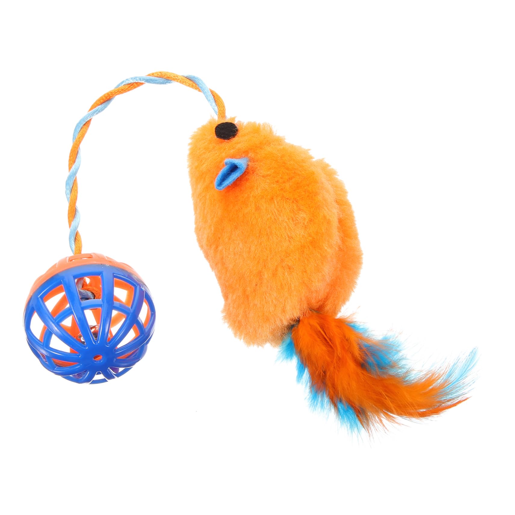 Jouet Souris en Plastique avec Clochette Intégrée, Balle Interactive pour Chaton, Couleur Orange, Stimulation Mentale et Activité Physique, Accessoires pour Chats D’intérieur