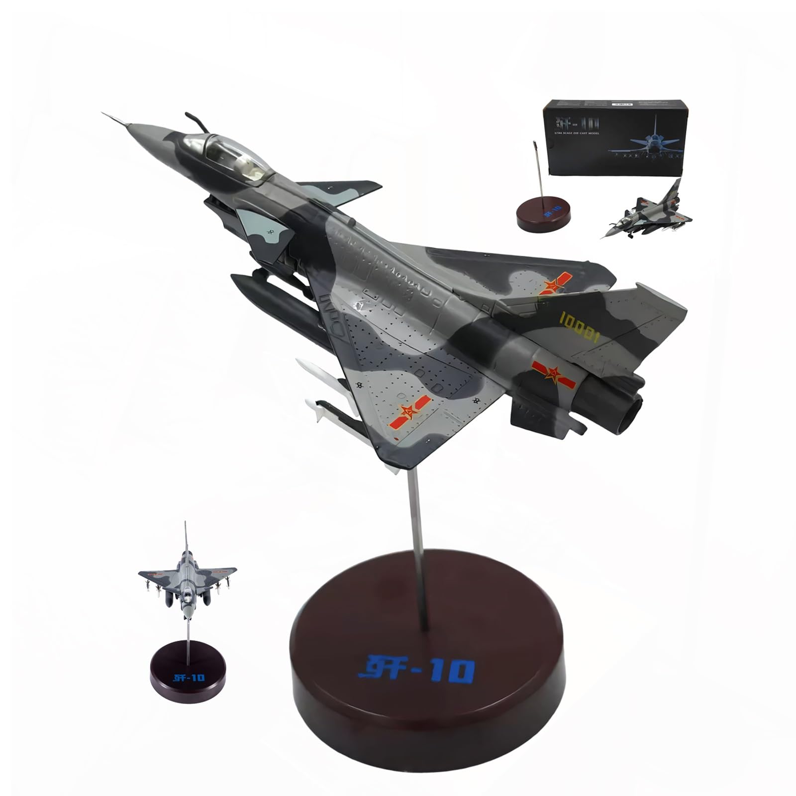 Modello aereo caccia militare pressofuso in lega J10 in scala 1:144 con espositore, regalo collezione realistico appassionati militari gli appassionati aviazione, perfetto for desktop
