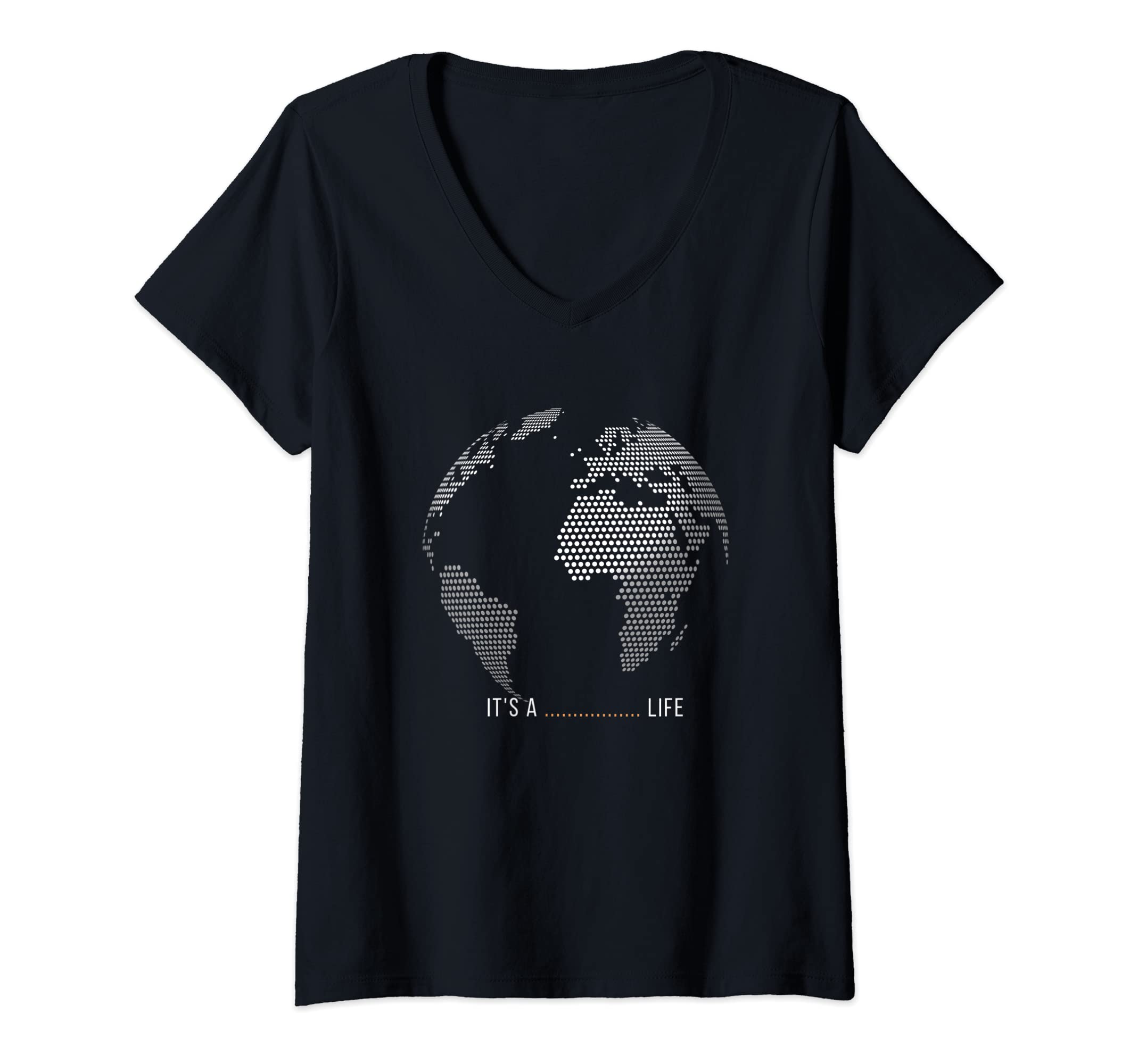 Womens World in dots. It's a...life V-Neck T-Shirt