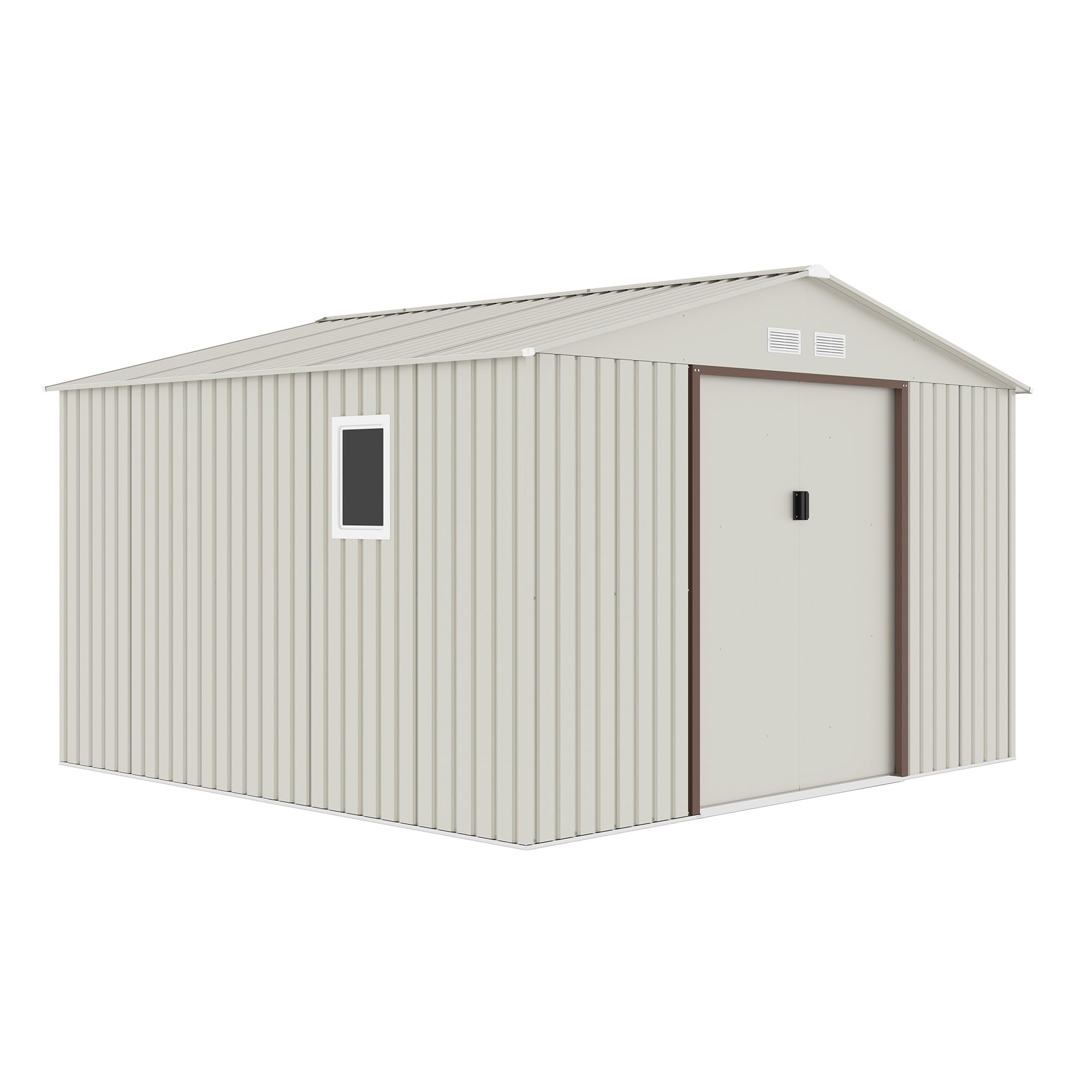 CamelTough Outdoor Metal Storage Shed, 11.2x10.6 feet, Garden Metal Shed. Perfect for Storing Patio Furniture, Garden Tools. Garage Organizer, Weather Resistant. With warranty. Beige, CT-644