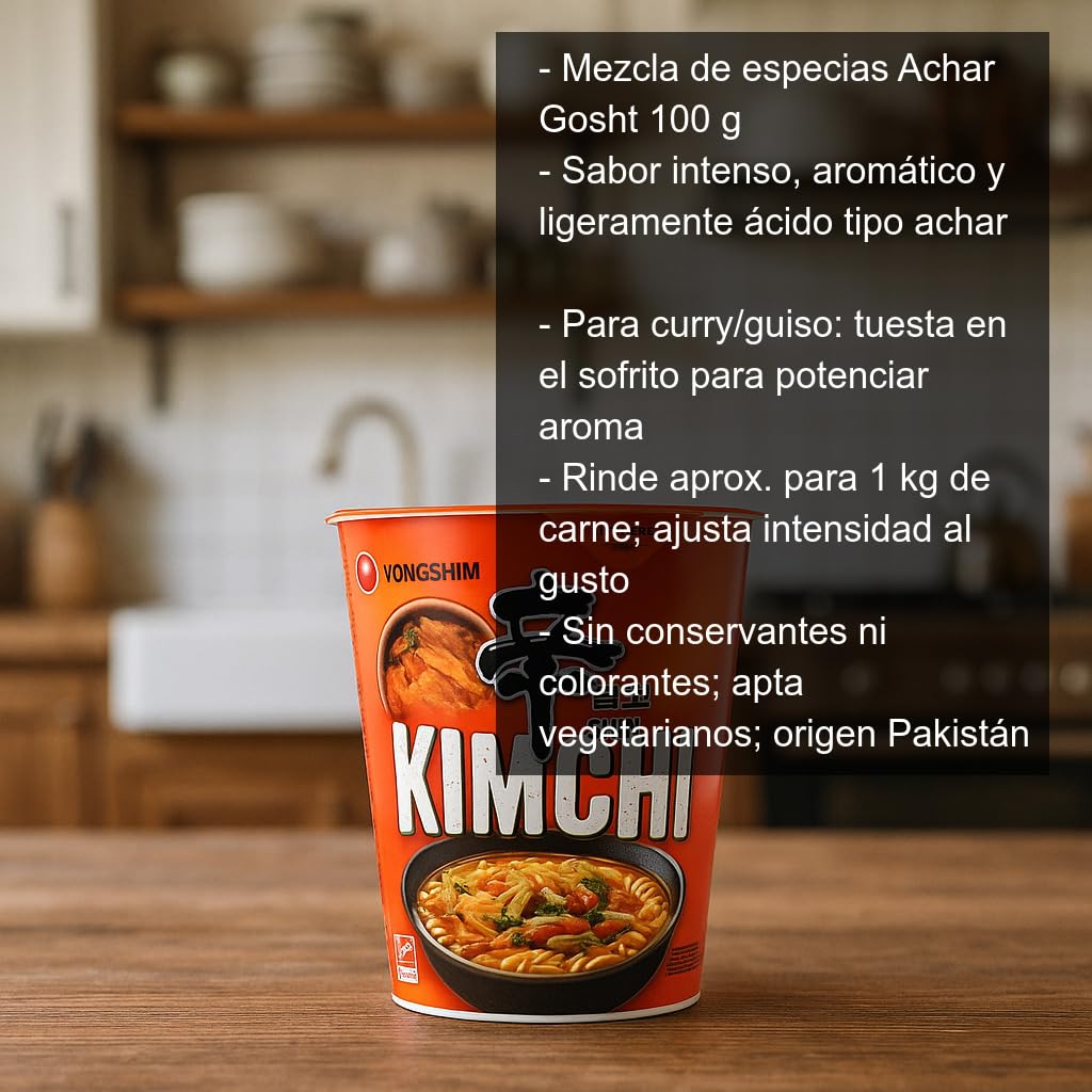Fideos instantáneos sabor Kimchi 75 g Pack 3 vasos Ramen coreano picante listo en 3 min, sopa de noodles para casa, oficina o viaje
