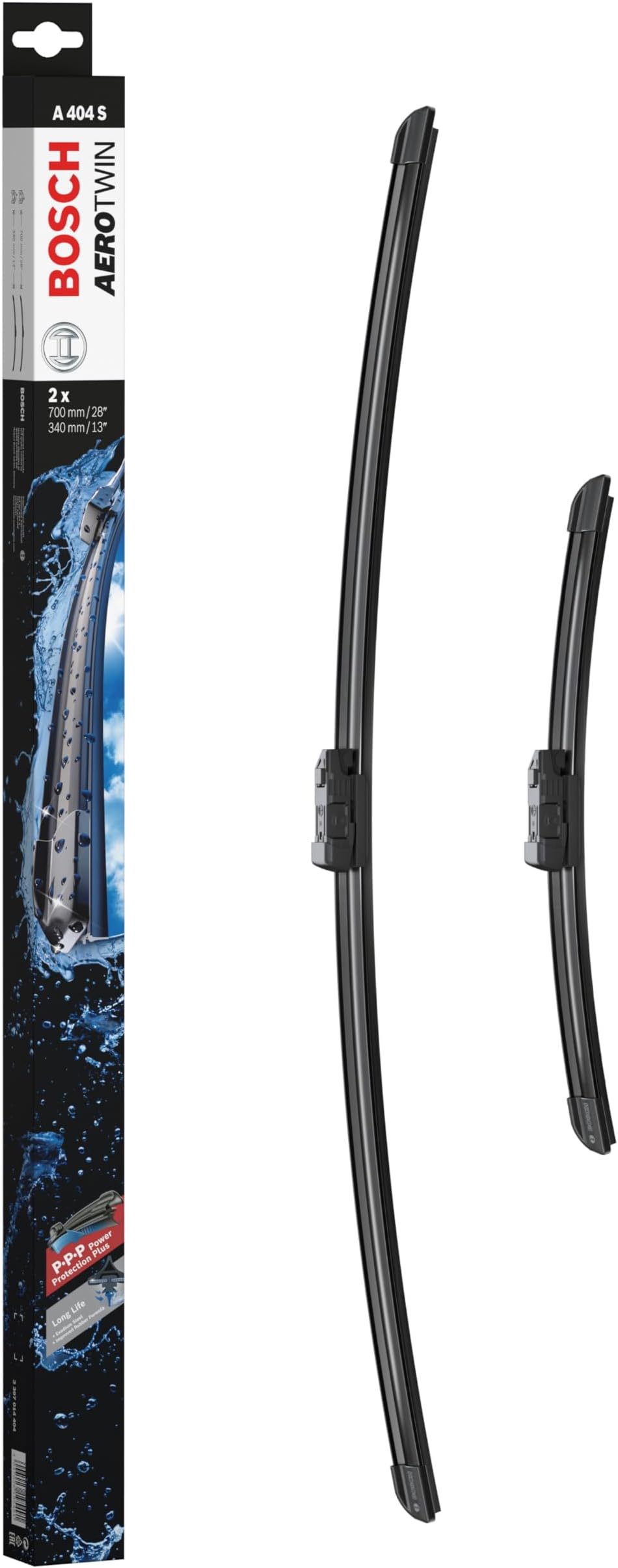 Bosch Wiper Blade Aerotwin A404S, Length: 700mm/340mm – Set of Front Wiper Blades - Only for Left-Hand Drive (EU)