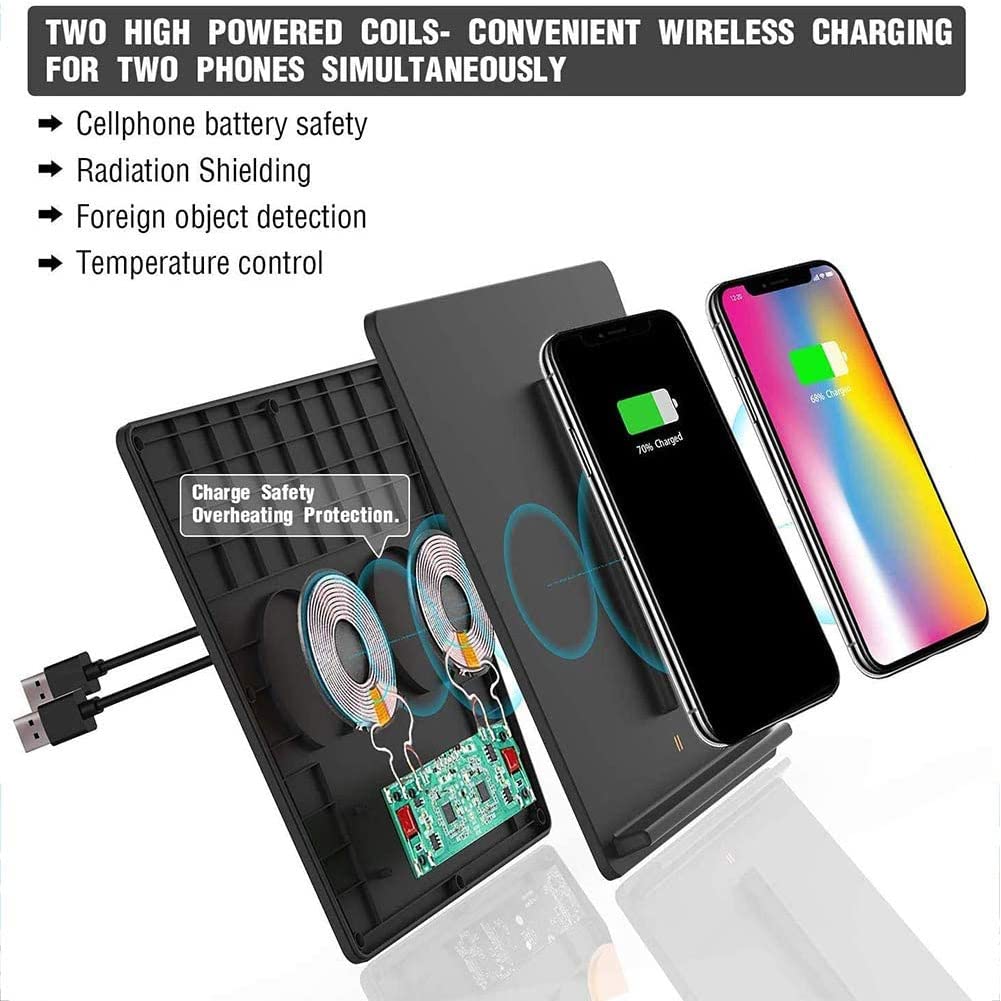 Cargador de Coche Inalámbrico para Tesla Model 3, Almohadilla de Carga de Carga RáPida de TeléFono Inteligente Consola Central Accesorios Panel con Puerto USB