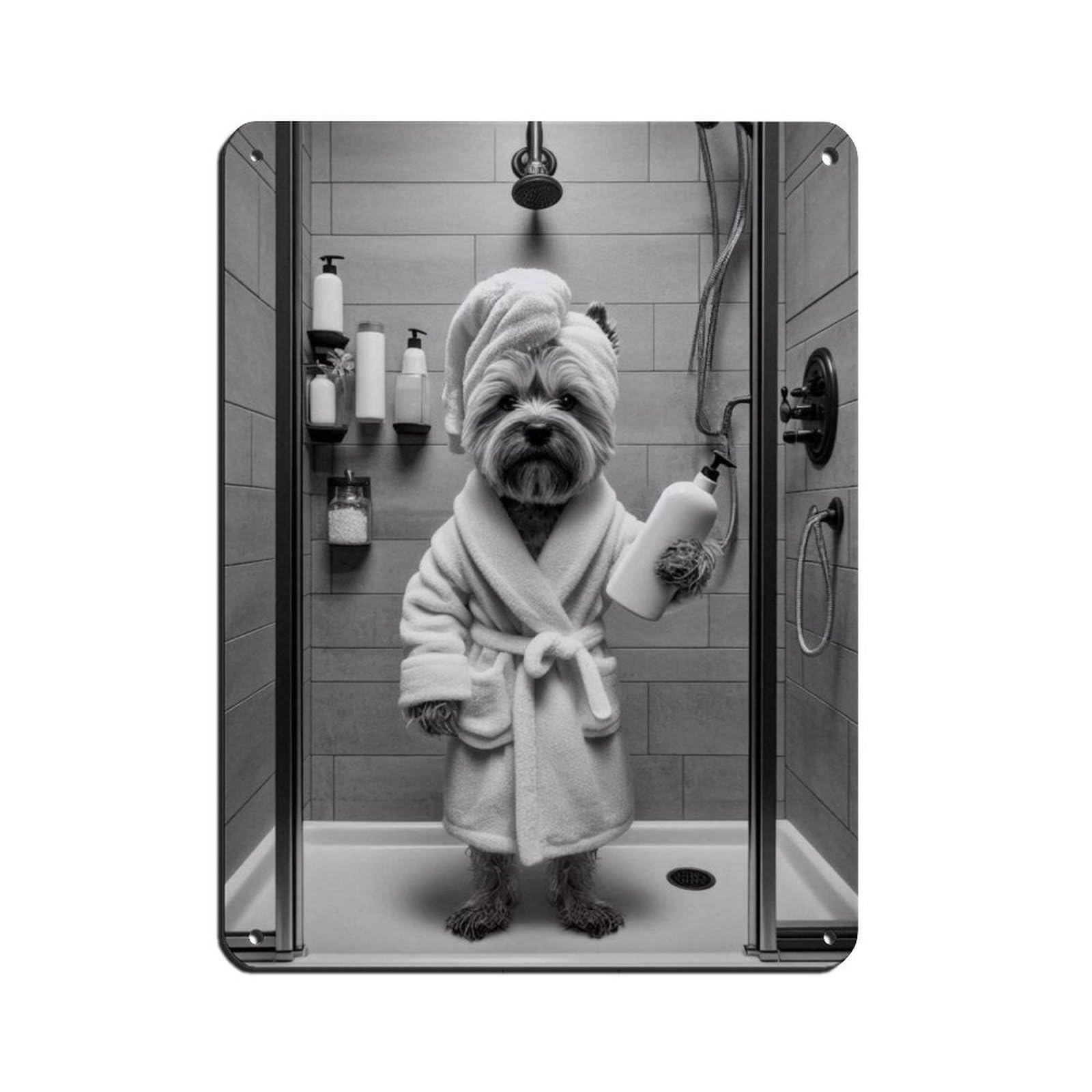 Cairn Terrier Dog Bathroom Art Tin Sign Vintage Metal Pub Club Cafe Bar Home Wall Art Decoration Poster Retro 12x16inch(30x40cm)