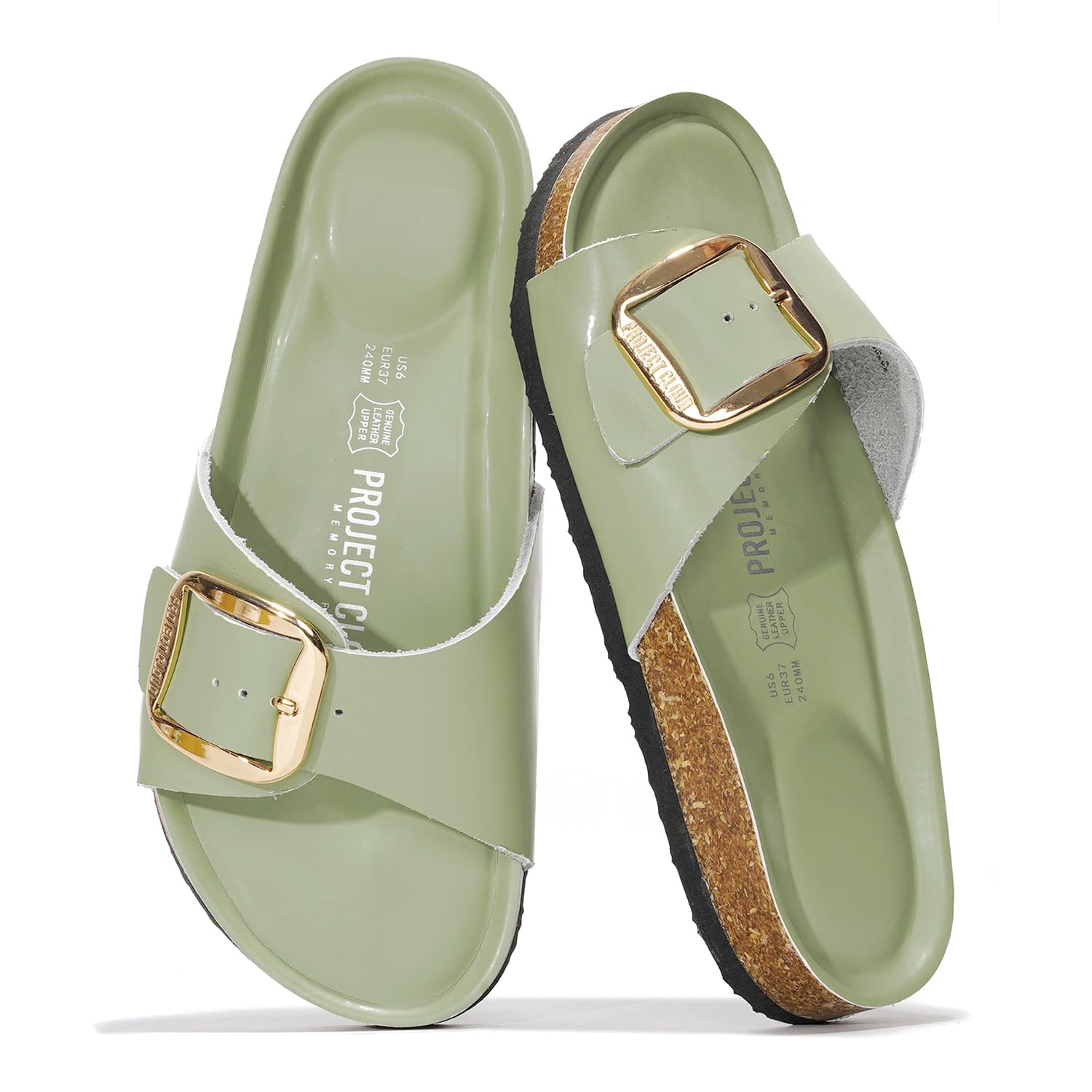 Project Cloud 100% Genuine Leather Sandals Women Comfortable Womens Slides | Slides for Women Footwear Genuine Leather Beach Essential Lightweight with Memory Foam Insole Sandals for Women Womens Slides