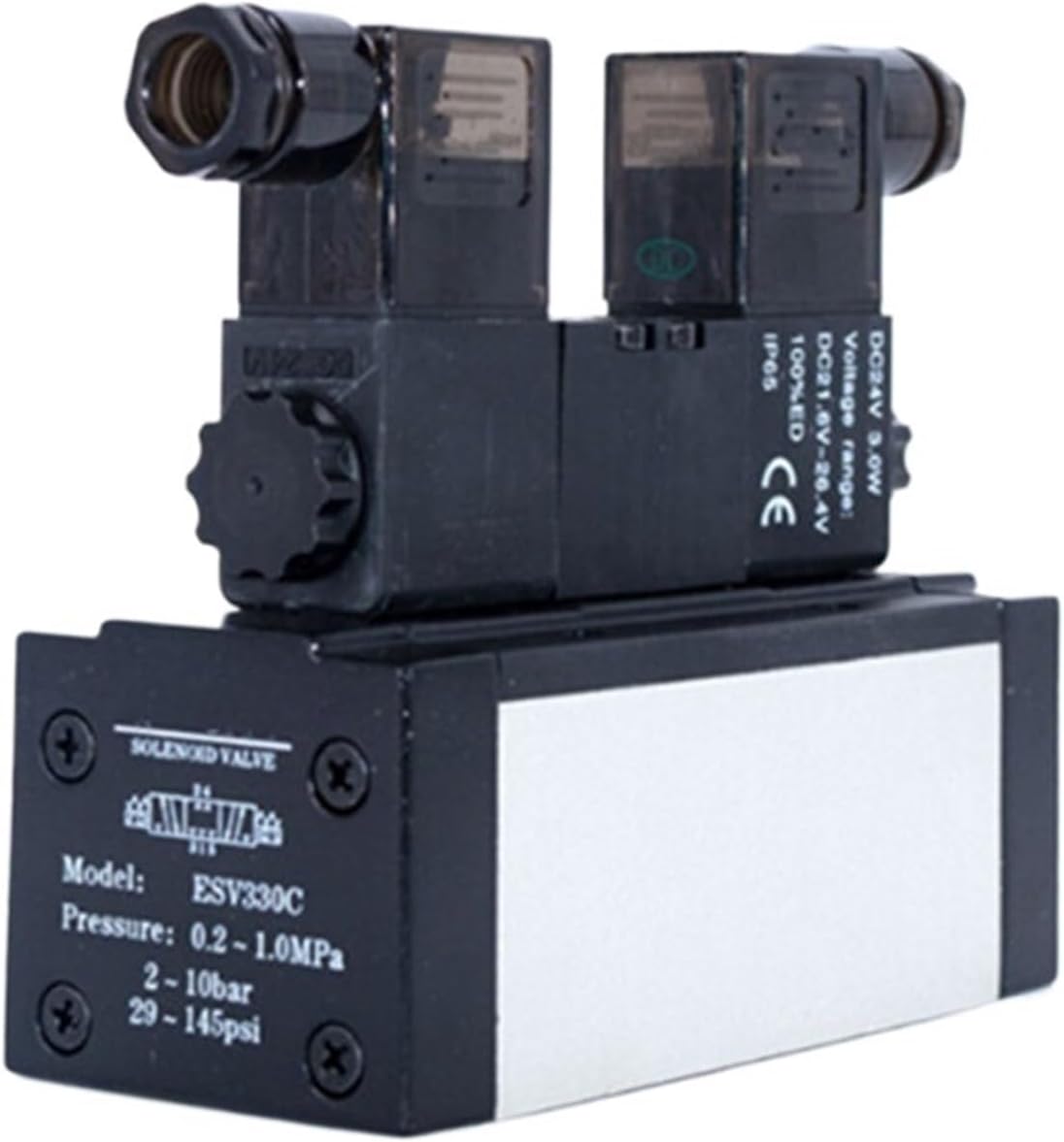 1pcs Solenoid Valve ESV Series ESV200 ESV300 ESV400 ESV600 220V 110V 24V 12V Terminal/Grommet Type Single/Double Solenoid(ESV330P,AC 220V)