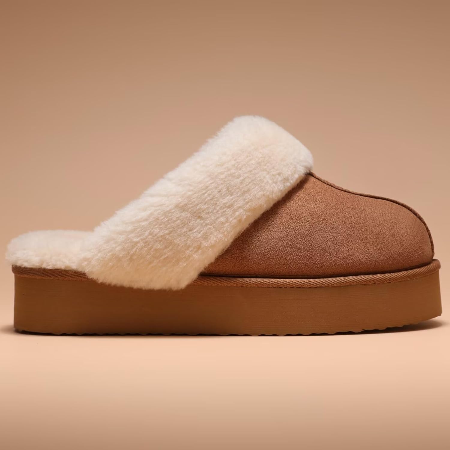 LBF Fuzzy Platform Slippers for Women Super Soft Fur Slippers Cozy Warm Slip On Slippers Indoor and Outdoor - Image 3