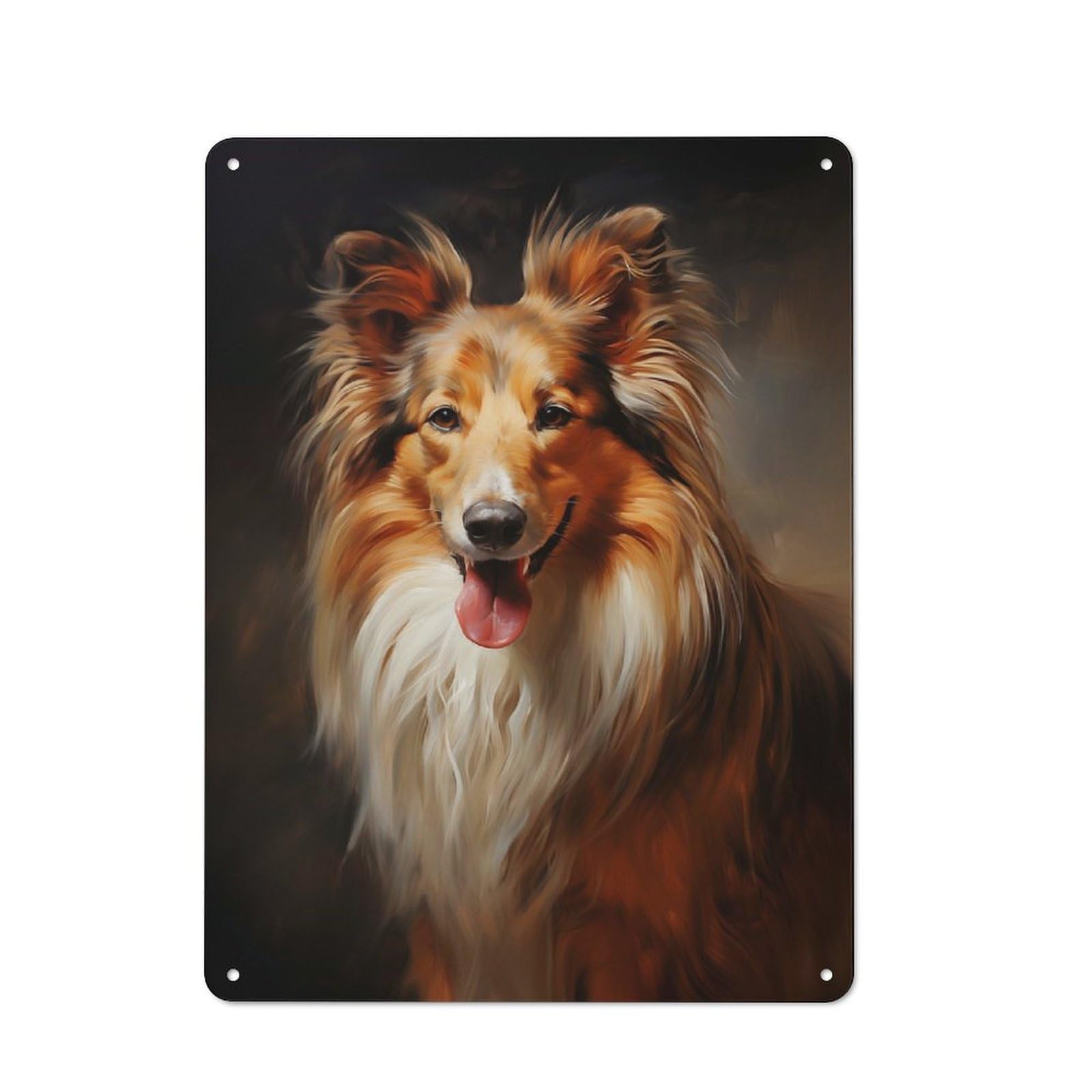 Junmoney Style-14 Country Metal Sign With Shetland Sheepdog Design 40X30cm, Barn Style Farmhouse Wall Decor For Farmhouse Kitchen, Pantry Or Dining Area