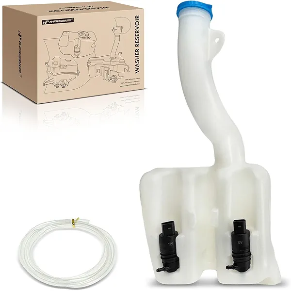 A-Premium Windshield Washer Reservoir Compatible with Select Honda Models - Pilot 2009-2015, AWD, with (Cap/Washer Pump/Hose/Filler Neck/Fluid Level Sensor/Bracket) - Replace# 12430981, 76841SZAA21PFM