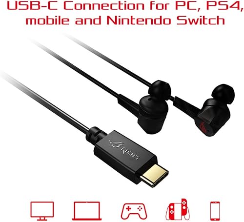Vista 4 de ASUS ROG Cetra - Auriculares intrauditivos para juegos con cancelación activa de ruido (ANC), controladores ASUS Essence de 0.394in y conector USB-C
