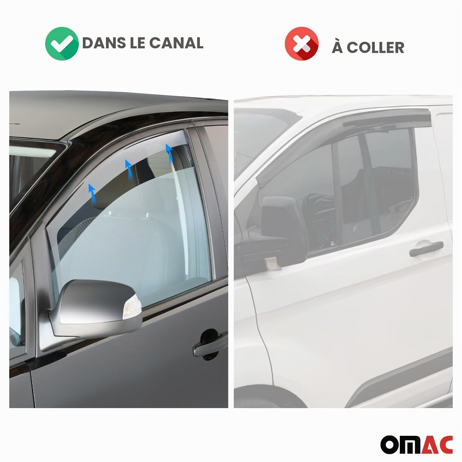 Déflecteurs de vent et de pluie compatibles avec Man TGX 2007-2024 - En acrylique foncé - 2 pièces