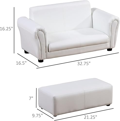 Miniatura 3 de Qaba Juego de sofá infantil con reposapiés para niños pequeños y bebés, sofá infantil para sala de juegos, guardería, sala de estar, muebles de