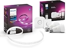 Philips Hue White & Color Ambiance E27 2er Starter Set inkl.Hue Bridge + 2m Lightstrip Basis, 2x806lm, bis zu 16 Mio. Farben, dimmbar, steuerbar via App, kompatibel mit Amazon Alexa (Echo, Echo Dot)