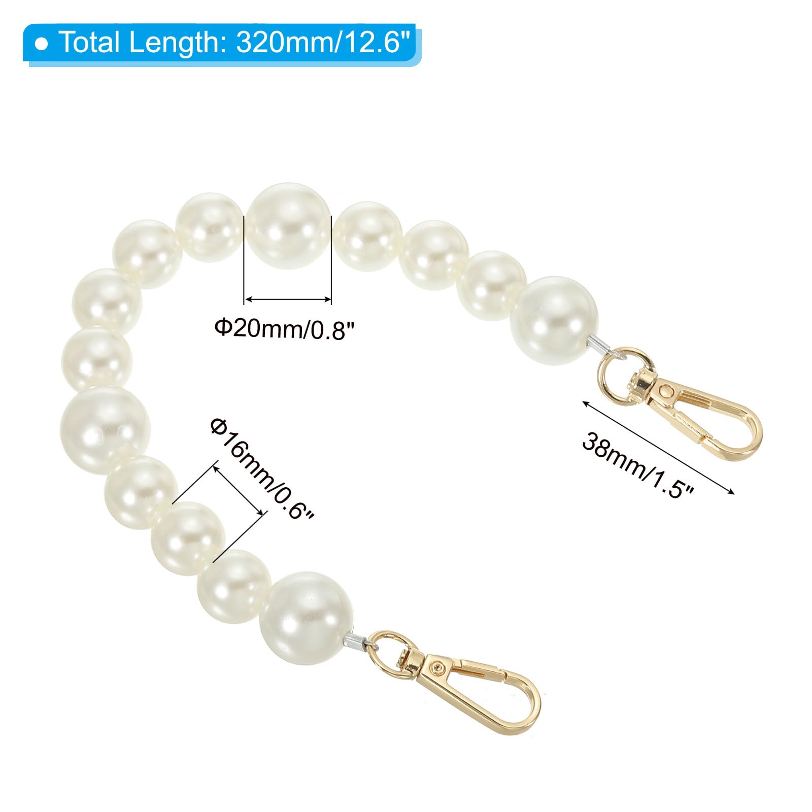 PATIKIL Imitation Pearl Bead Purse Chain Strap 12.6" - Image 2