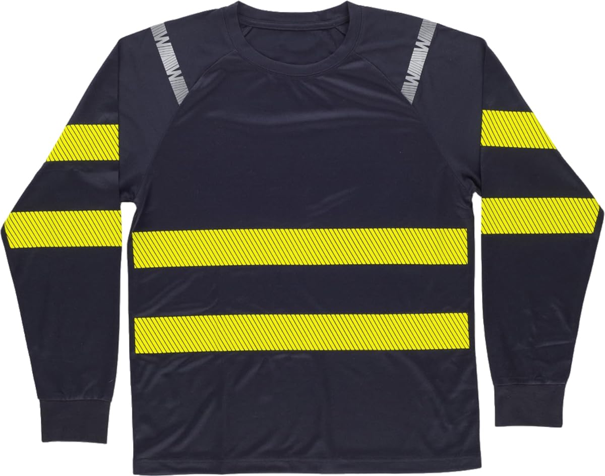 WORKTEAM Camiseta Manga Larga Alta Visibilidad con Cintas Reflectantes Segmentadas, Cuello Redondo, ISO 20471 Clase 1. Unisex