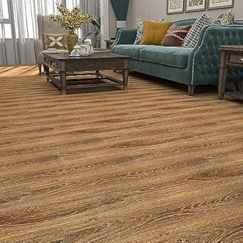 ZIRAN Peel and Stick Floor Tiles, Self-Adhesive Luxury Vinyl Flooring Plank,6x36inch, Waterproof DIY Deep Wood Grain Planks Easy to Install for Kitchen, Living Room, Brown (24)